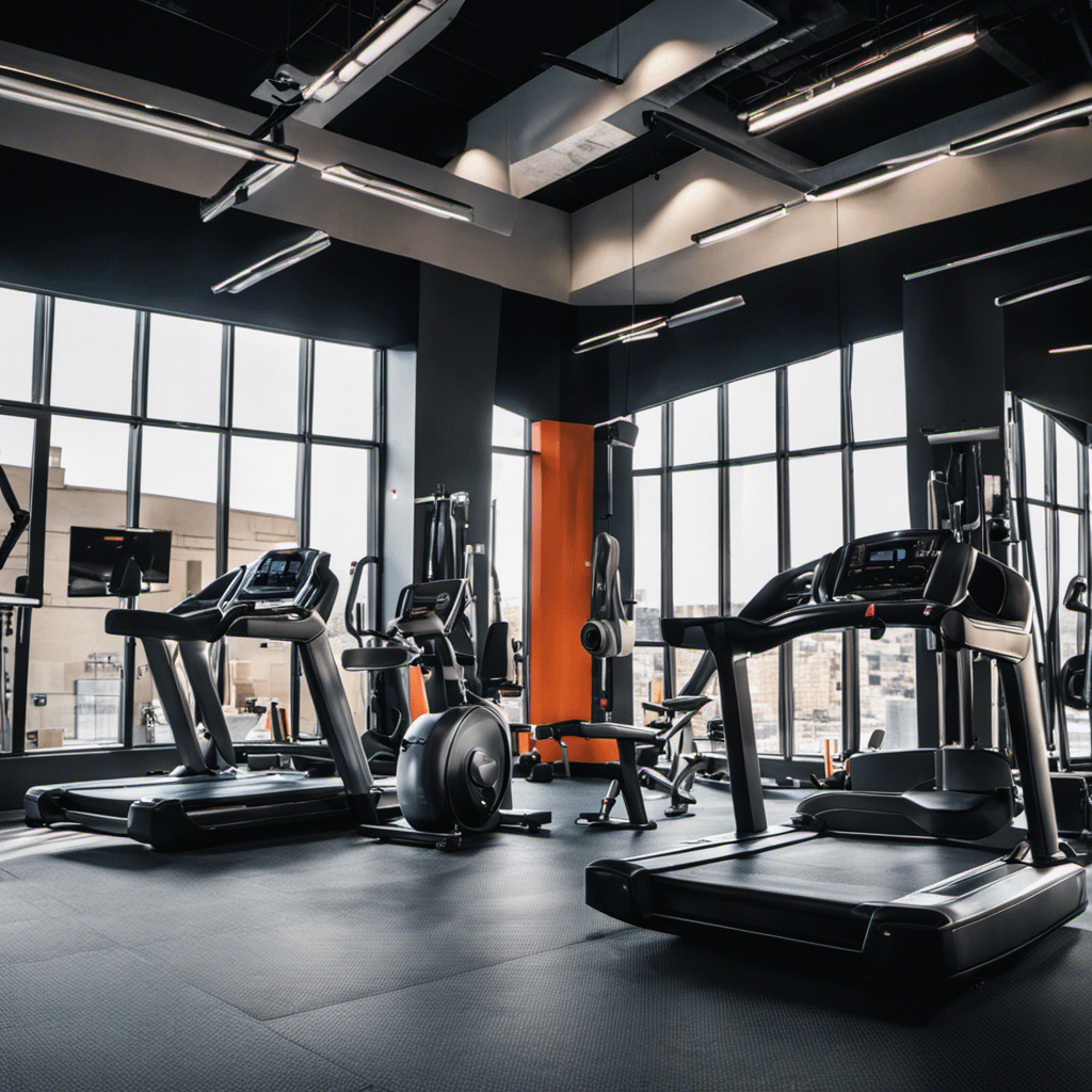 An image showcasing a bright, modern gym setting in Tulsa, featuring a personal trainer working one-on-one with a client, surrounded by state-of-the-art equipment and a motivational atmosphere